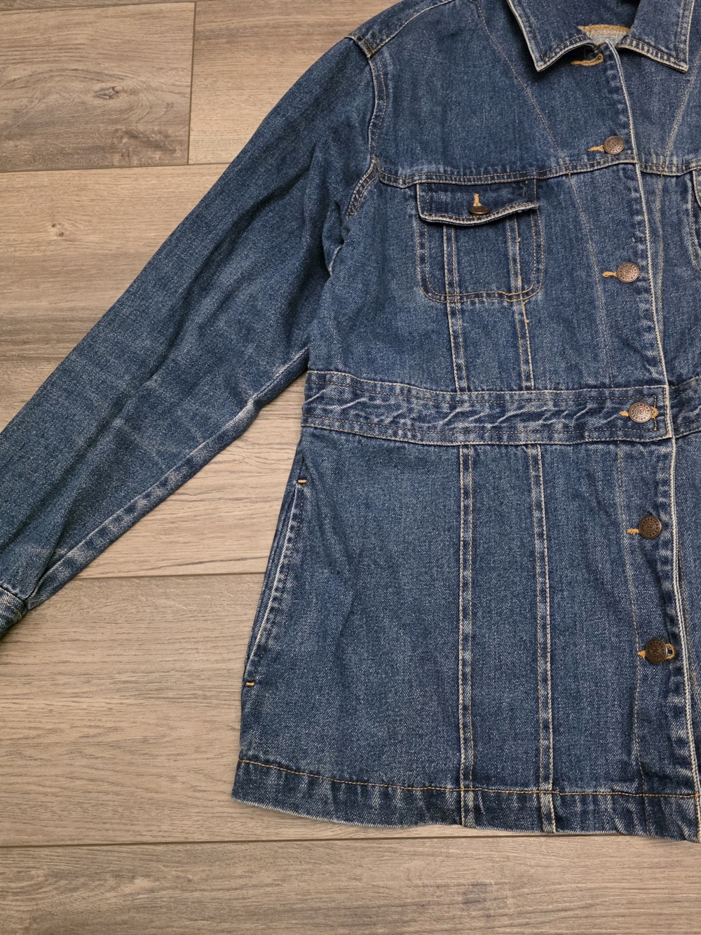 Vintage 90s Bill Blass Jeans Denim Chore Jacket / Longline Coat Size XL - Picture 6 of 10